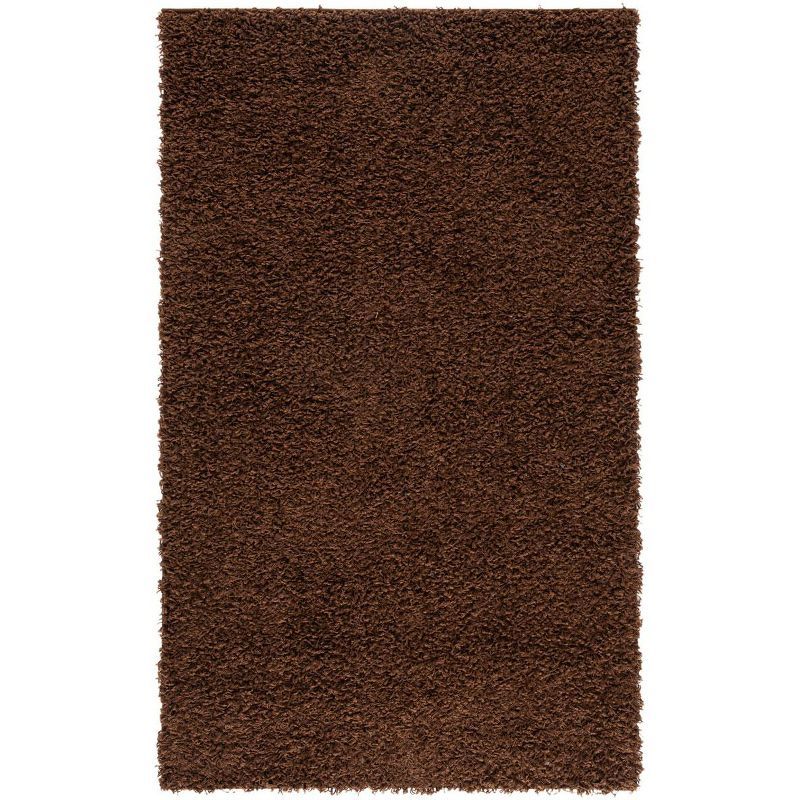 Athens Brown Shag Synthetic Area Rug, 4' x 6'