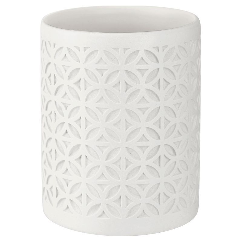 Felix White Ceramic Embossed Diamond Motif Tumbler