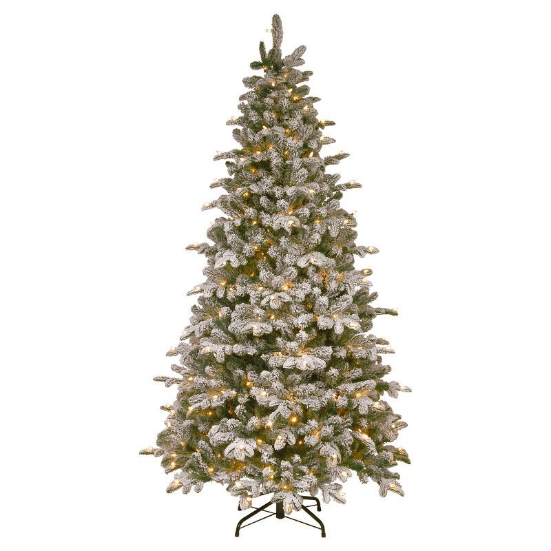 7.5' Pre-Lit Snowy Everest Fir Artificial Christmas Tree with Clear Lights