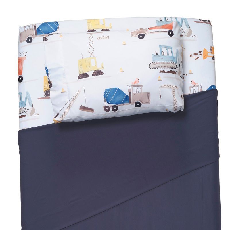 Blue Construction Vehicle Twin Microfiber Sheet Set