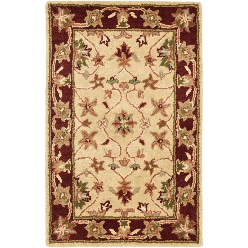 Elegant Heritage Round Red & Ivory Wool Area Rug, 24"
