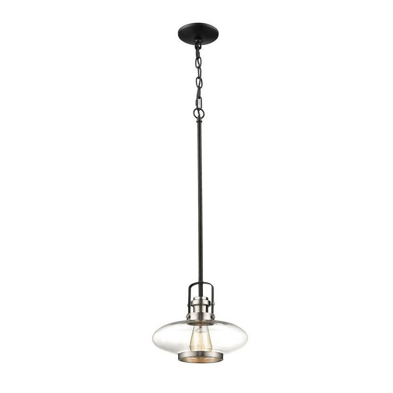 Satin Nickel and Black Glass Mini Pendant Light