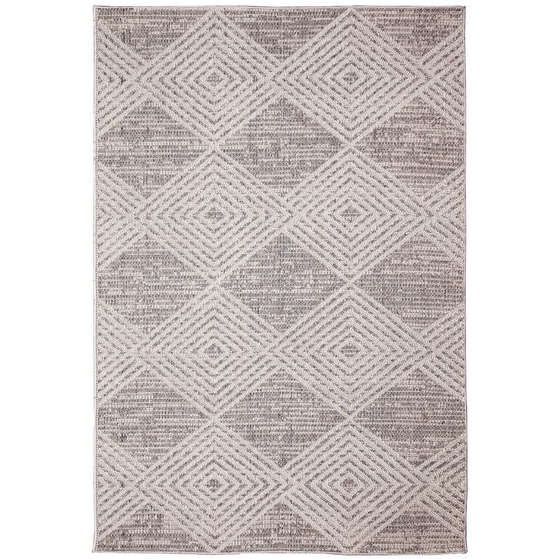 Modern Diamond Silver Handmade Flat Woven Rectangular Rug