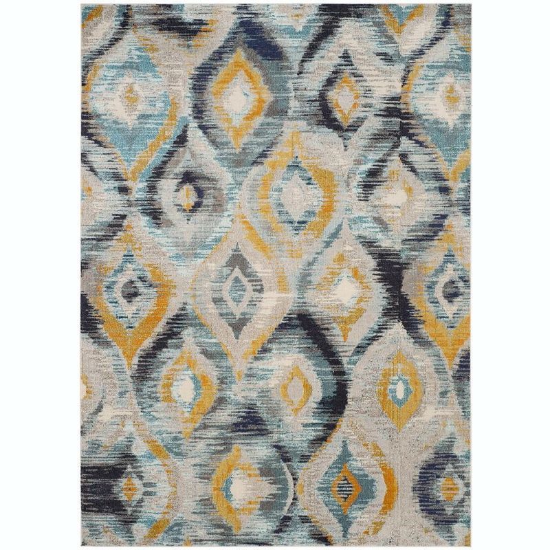 Boho-Chic Blue and Multi Hand-Knotted Synthetic Area Rug