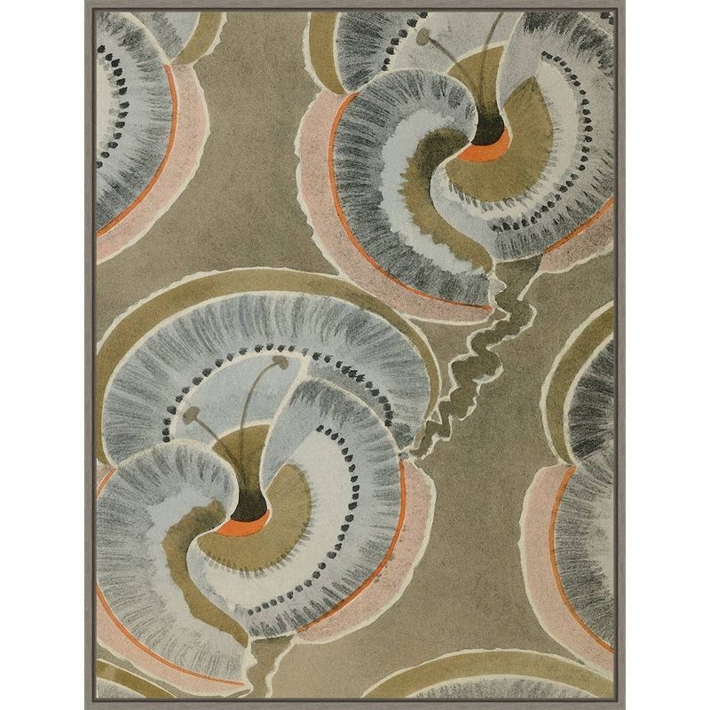 Delicate Deco Plant Pattern V Framed Canvas Wall Art