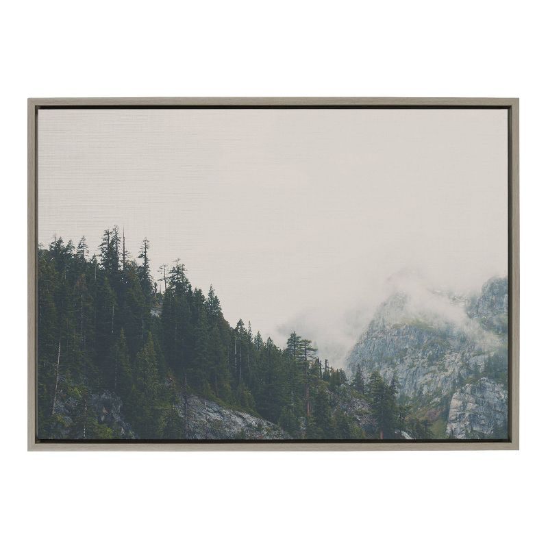 Sylvie Gray Framed Canvas Print of Mountain Range, 36" x 27"