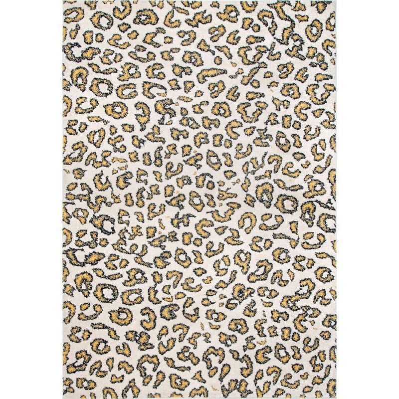 Handmade Tufted Leopard Print Beige Area Rug, 5' x 7'