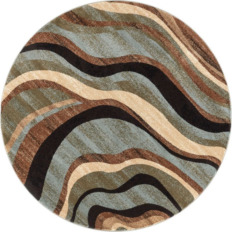 Nirvana Waves Multicolor Round Synthetic Rug, 5'3"