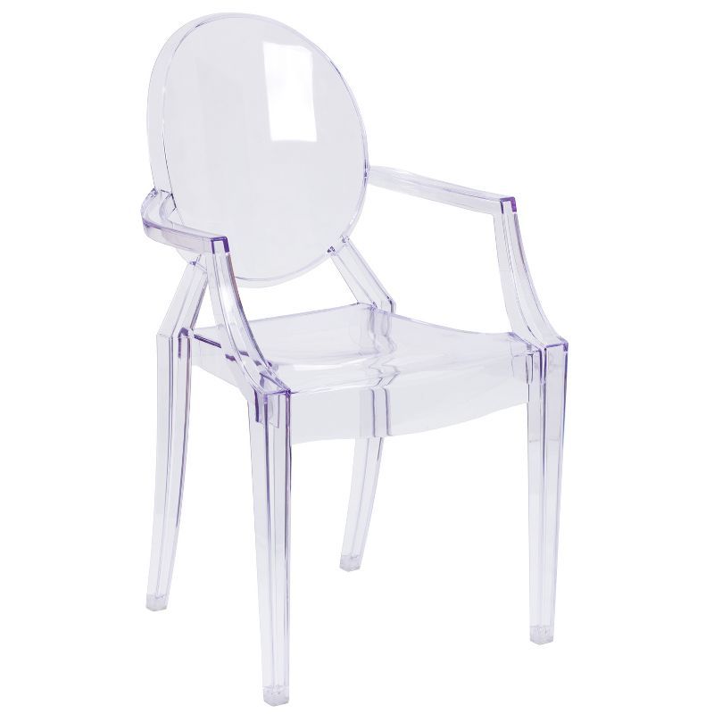 Transparent Crystal Ghost Chair with Louis XVI Styling