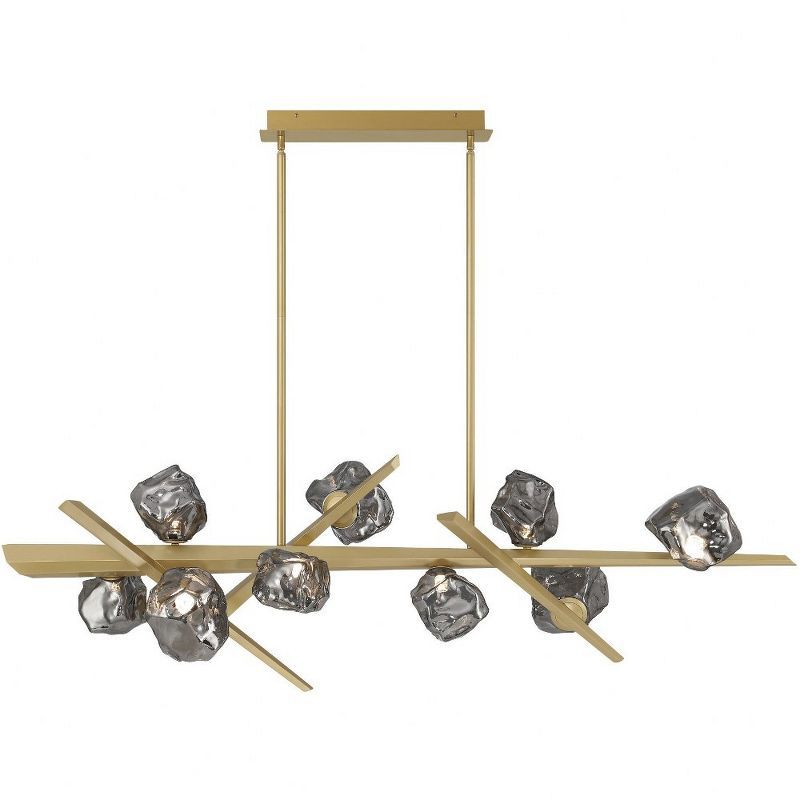 Thorah Gold 9-Light Chandelier with Charcoal Glass Shades