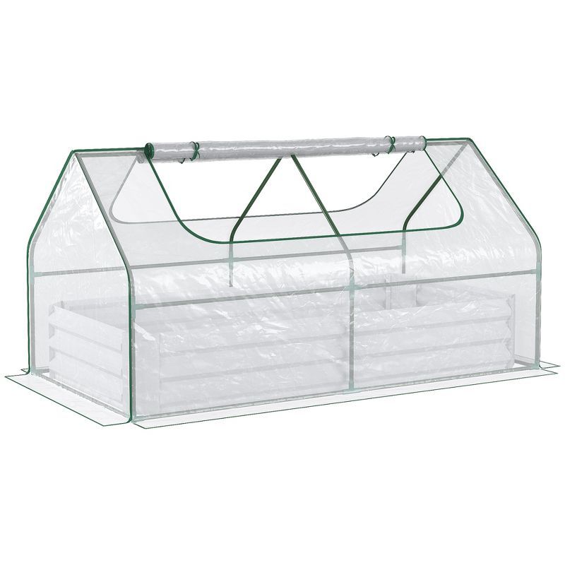 Outsunny Steel Raised Garden Bed with Clear Plastic Greenhouse Cover