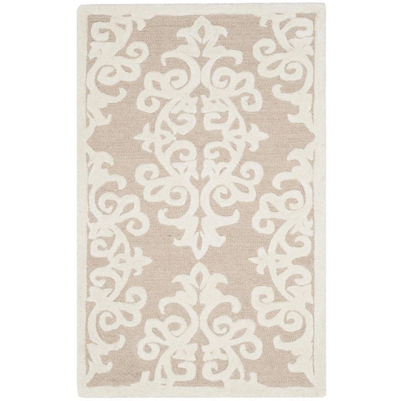 Sand and Ivory Hand-Tufted Wool and Viscose Area Rug