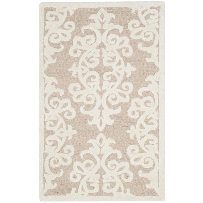 Sand/Ivory Tufted Wool and Viscose 2' x 3' Area Rug