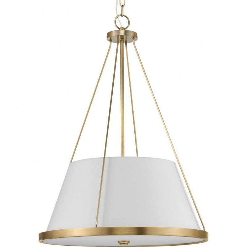 Saffert 22" Vintage Brass and Glass 3-Light Pendant