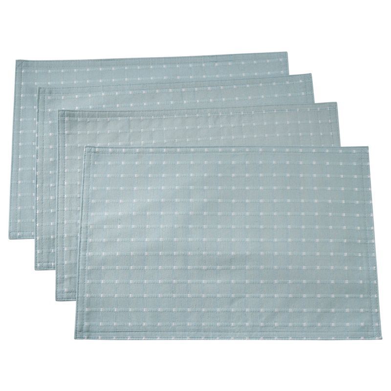 Aqua Stitched Line Cotton Placemats Set of 4