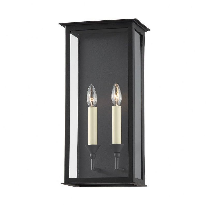 Chauncey Textured Black 2-Light Wall Sconce with Clear Glass