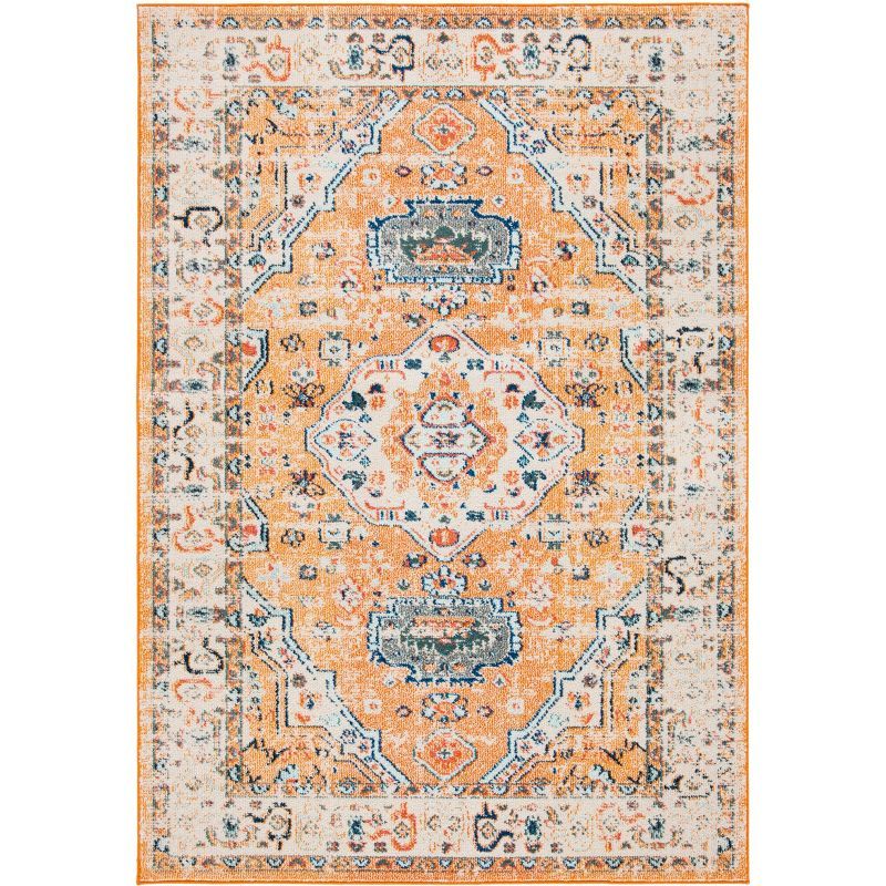 Madison Chic Metro-Mod 9' x 12' Orange/Ivory Synthetic Area Rug