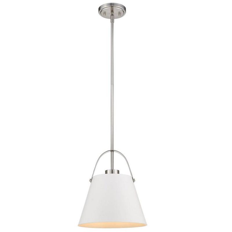 Matte White and Brushed Nickel Contemporary 1-Light Pendant