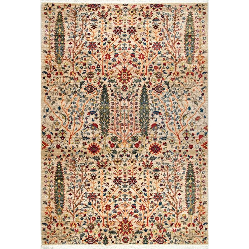 Olive Rectangular Synthetic Fringe Area Rug