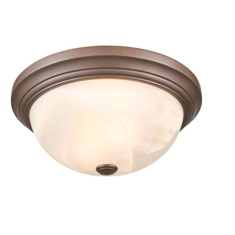 Sleek Bronze Glass 13" Bowl Flushmount Ceiling Light