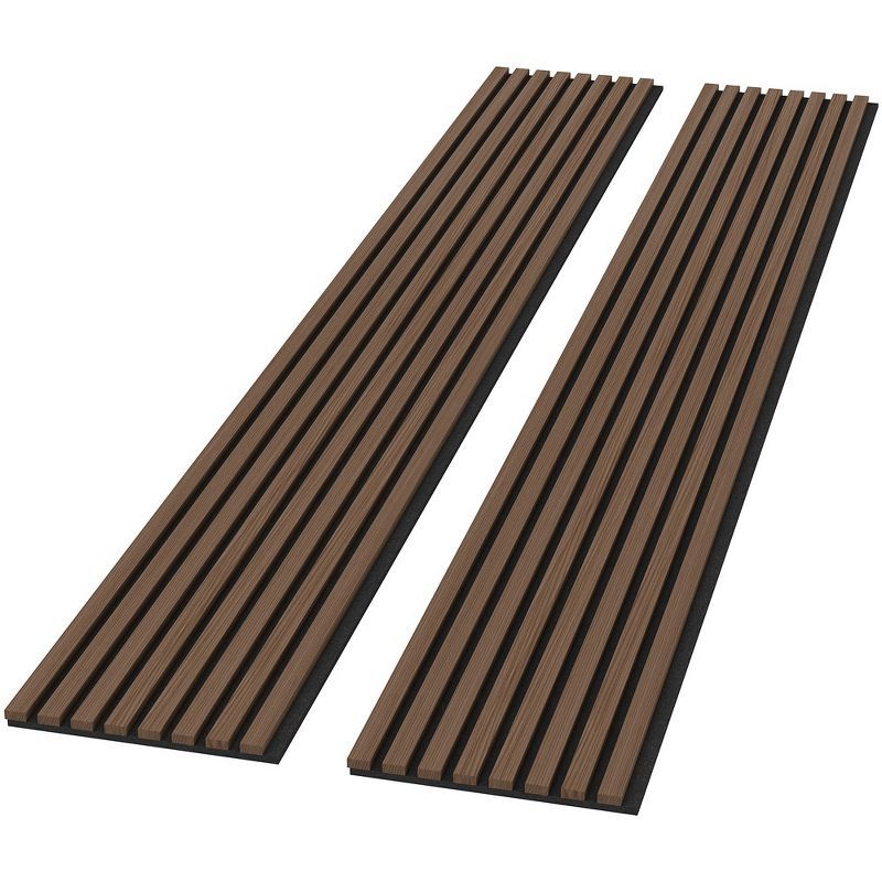 Walnut Acoustic Wood Slat Wall Panels, 94.49” x 12.6”