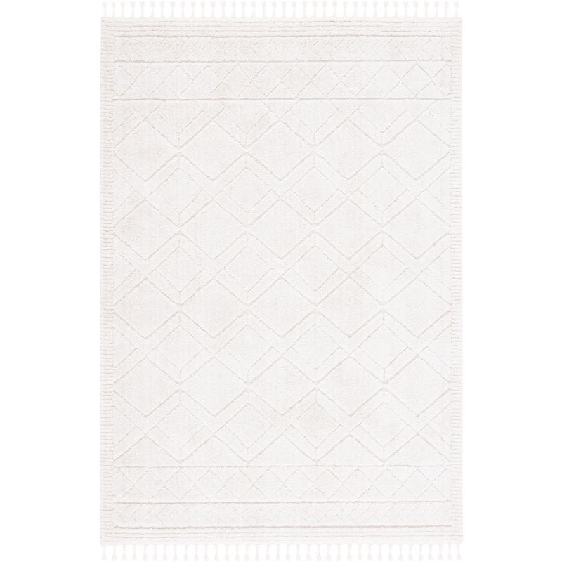 Ivory and Beige Hand-Knotted Wool Rectangular Rug