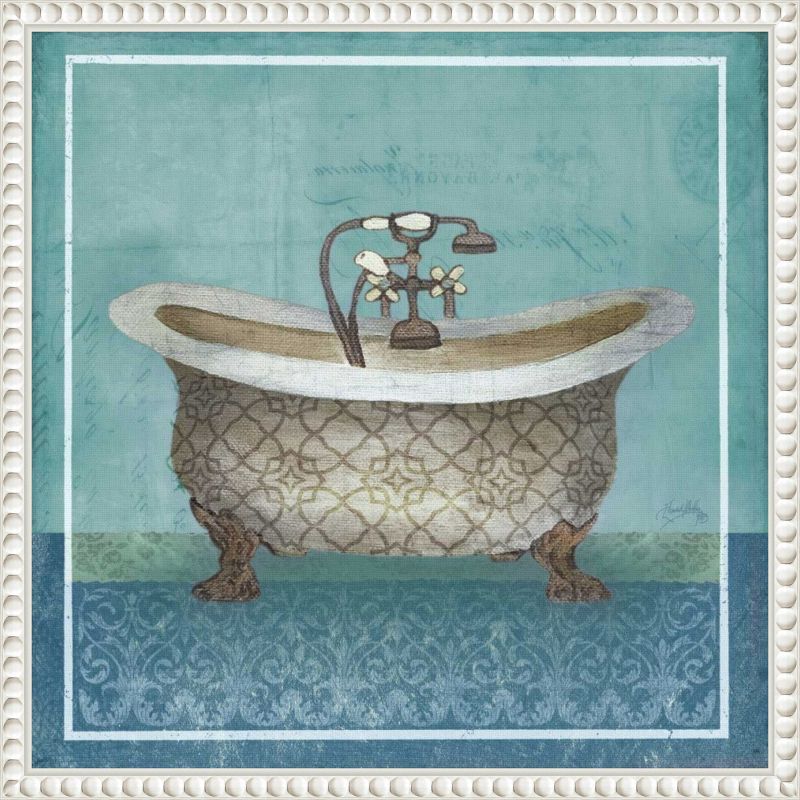 Regal Blue Bathtub Canvas Print with Beaded Frame