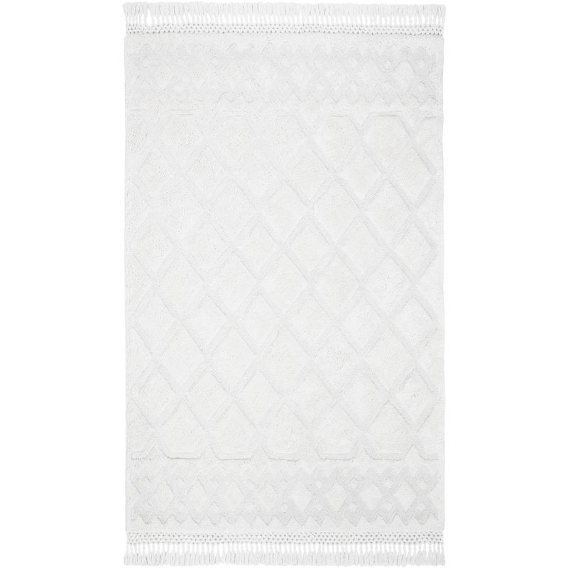 Ivory Elegance 6' x 9' Tufted Wool-Cotton Blend Shag Area Rug