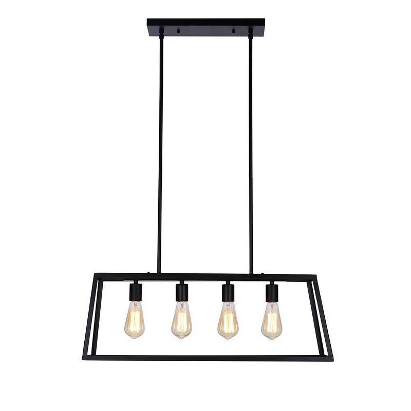 Matte Black Industrial Cage 30" Pendant Light with LED Bulbs