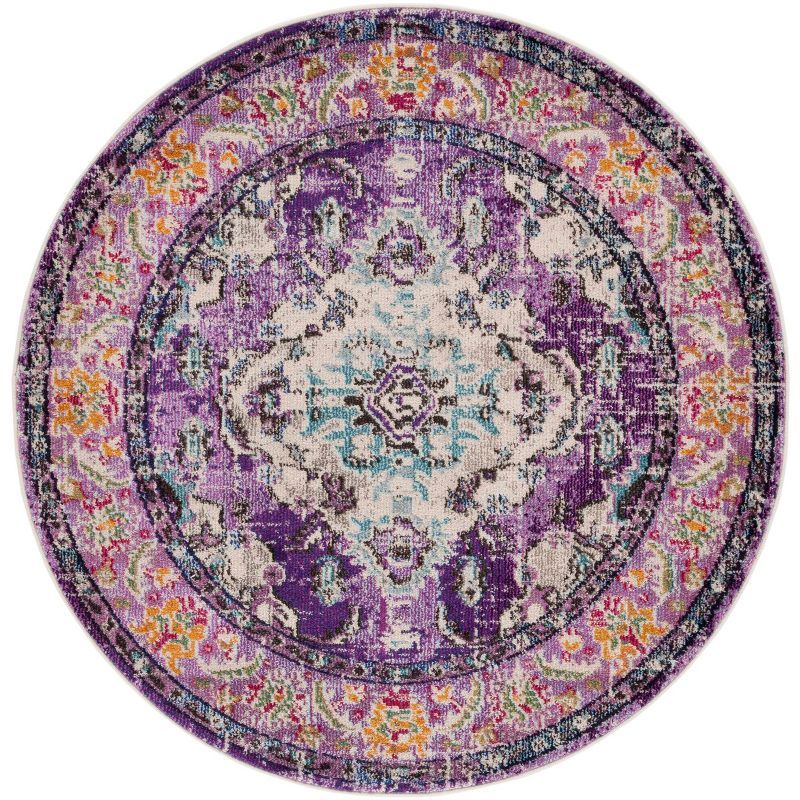 Elysian Light Blue Synthetic 54" Reversible Round Rug