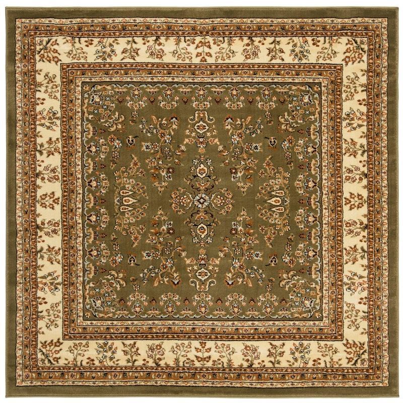 6' Square Sage and Ivory Synthetic Traditional Area Rug