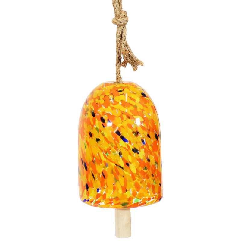 Dreamsicle Orange Speckled Glass Wind Chime Bell