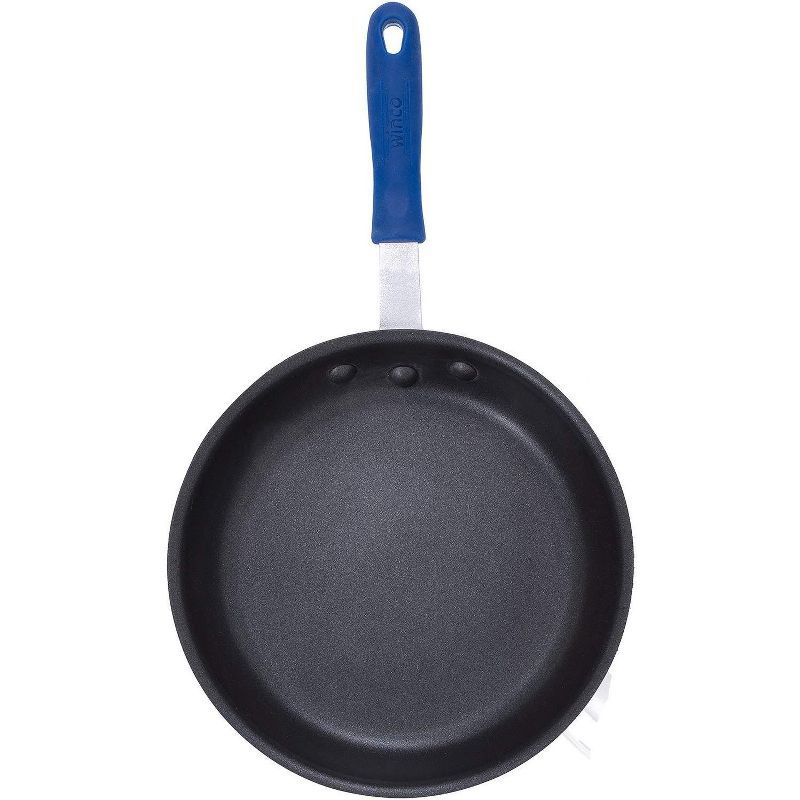 12" Black Aluminum Non-Stick Fry Pan with Blue Handle