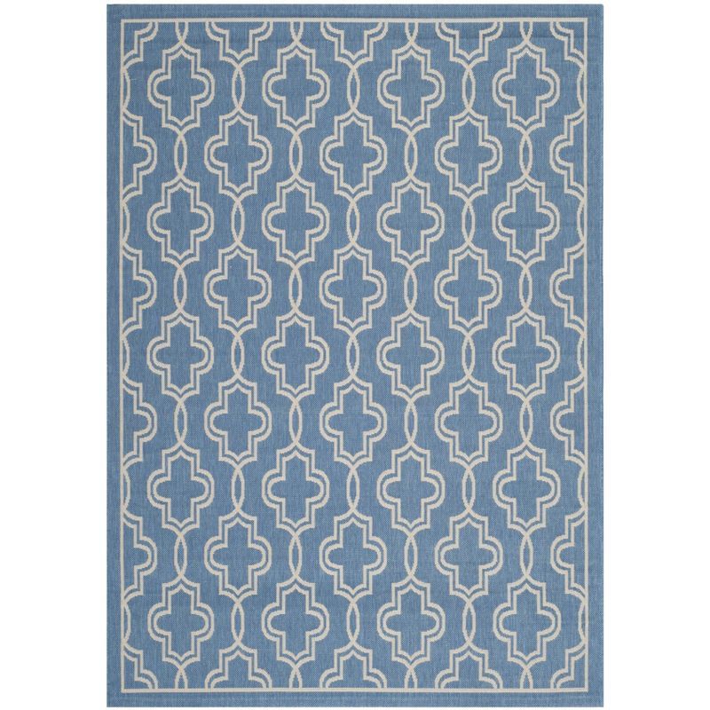Blue and Beige Geometric Tufted Washable Area Rug