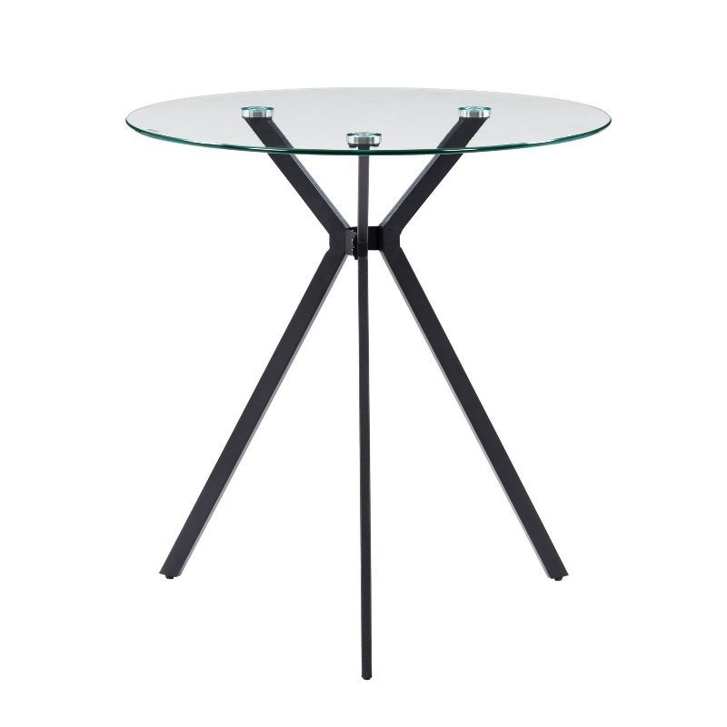 Lennox Round Glass Top Black Iron Bistro Table