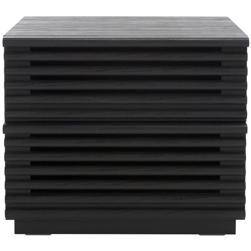 Averi Black 2-Drawer Slatted Wood Nightstand