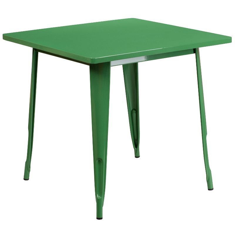 Green Metal Square Indoor-Outdoor Dining Table 31.5"