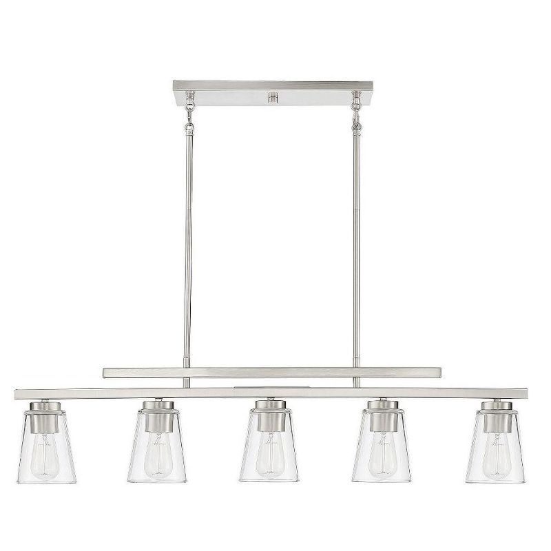 Calhoun Symmetrical Satin Nickel 5-Light Linear Chandelier