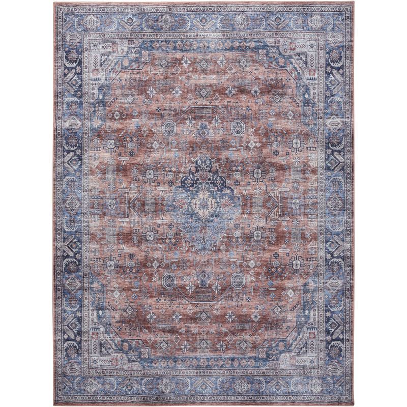 Vintage Charm 5' x 7' Blue and Multi Persian Washable Rug