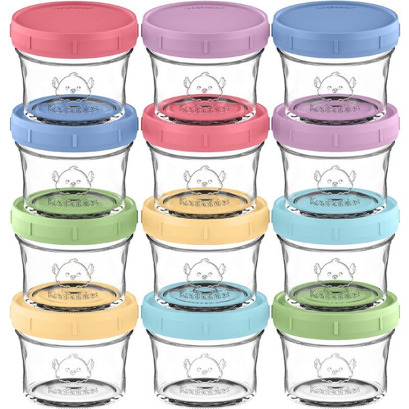 Nord Multicolor 4oz Glass Baby Food Storage Jars Set