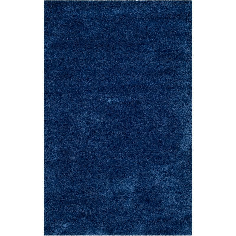 Navy Synthetic Shag Area Rug, 5'1" x 8'