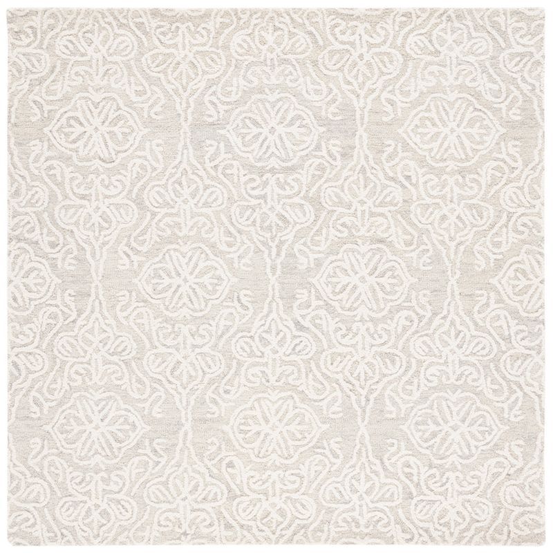 Ivory Tufted Handmade Wool Square Area Rug