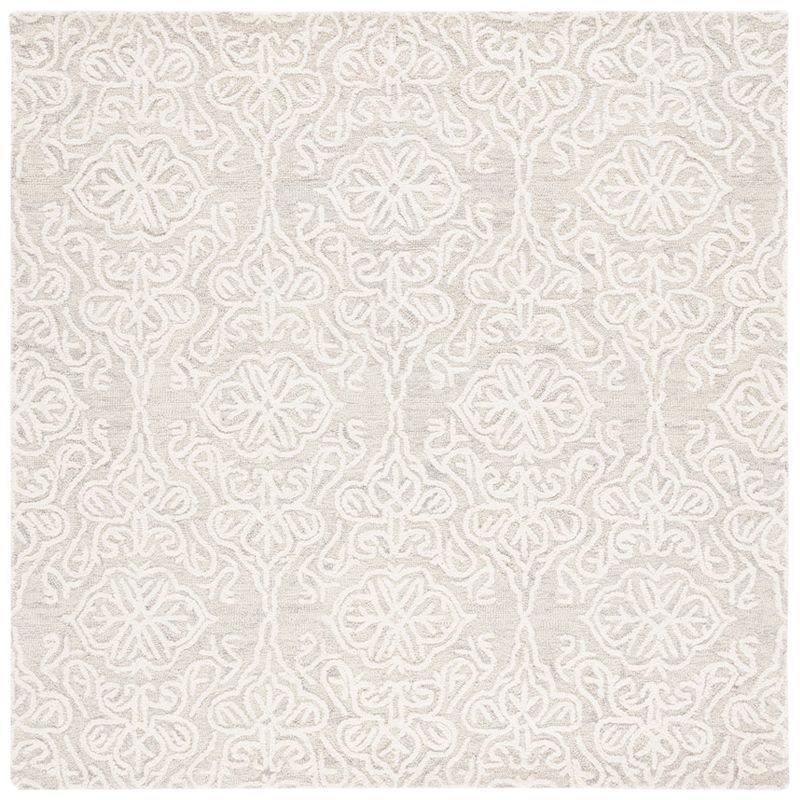 Ivory Tufted Handmade Wool Square Area Rug