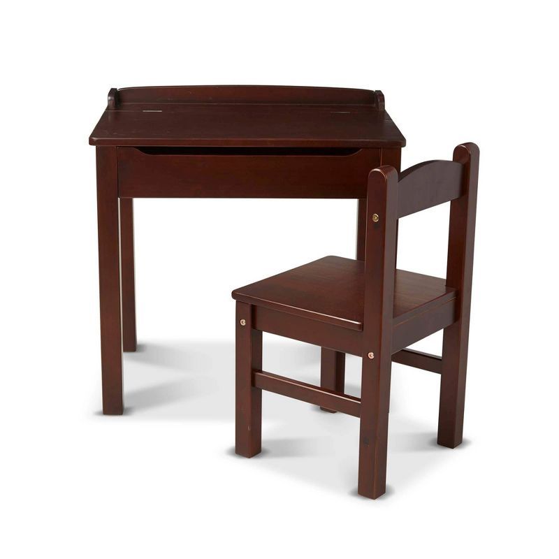 Espresso Brown Wooden Writing Desk with Filing Cabinet for Kids