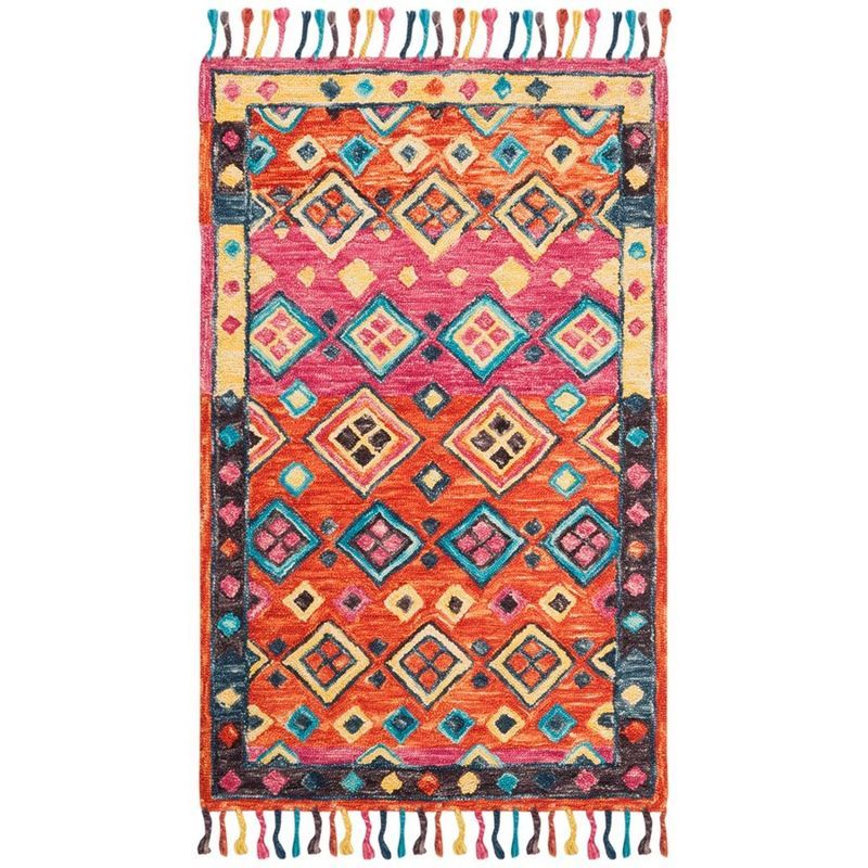 Red Hand-Tufted Wool 4' x 6' Rectangular Rug