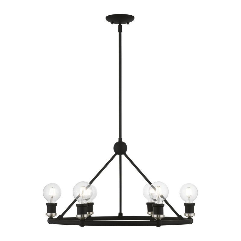 Contemporary Lansdale 6-Light Chandelier in Black and Brushed Nickel