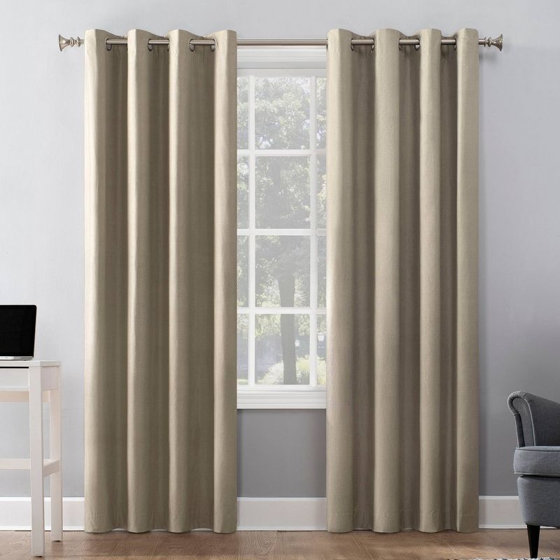 Linen Blackout Thermal Insulated Grommet Curtain Panel