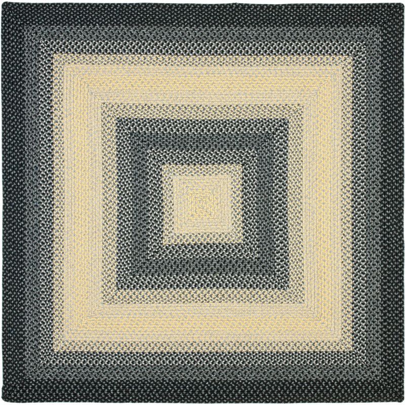 Elegant Square Braided 6' Reversible Rug in Black & Grey