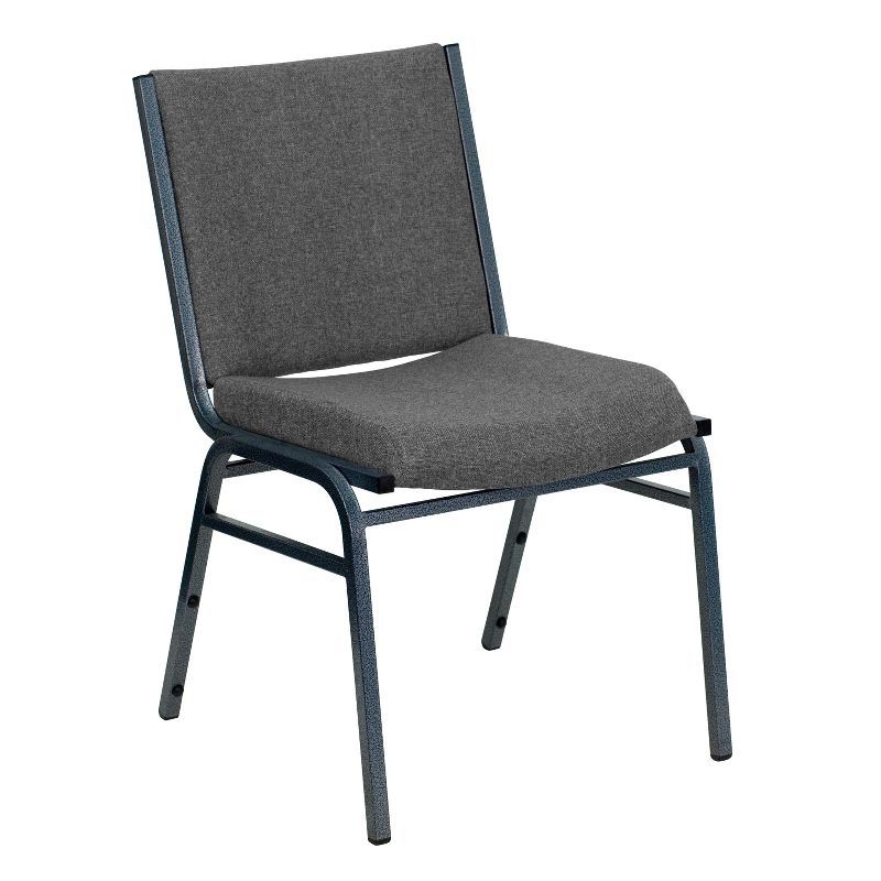 Gray Fabric Armless Stacking Reception Chair with Steel Frame