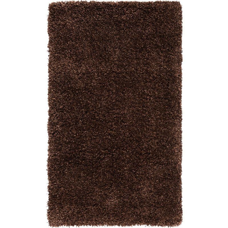 Cozy Haven Hand-Knotted Brown Round Shag Rug, 4' Diameter